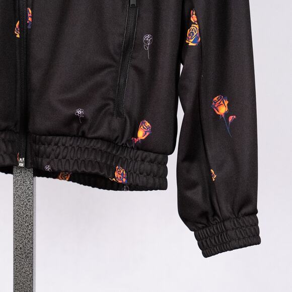 Adidas Women's Full Zip Rose Floral Print Track Jacket Size SMALL Pockets Black - Picture 3 of 7